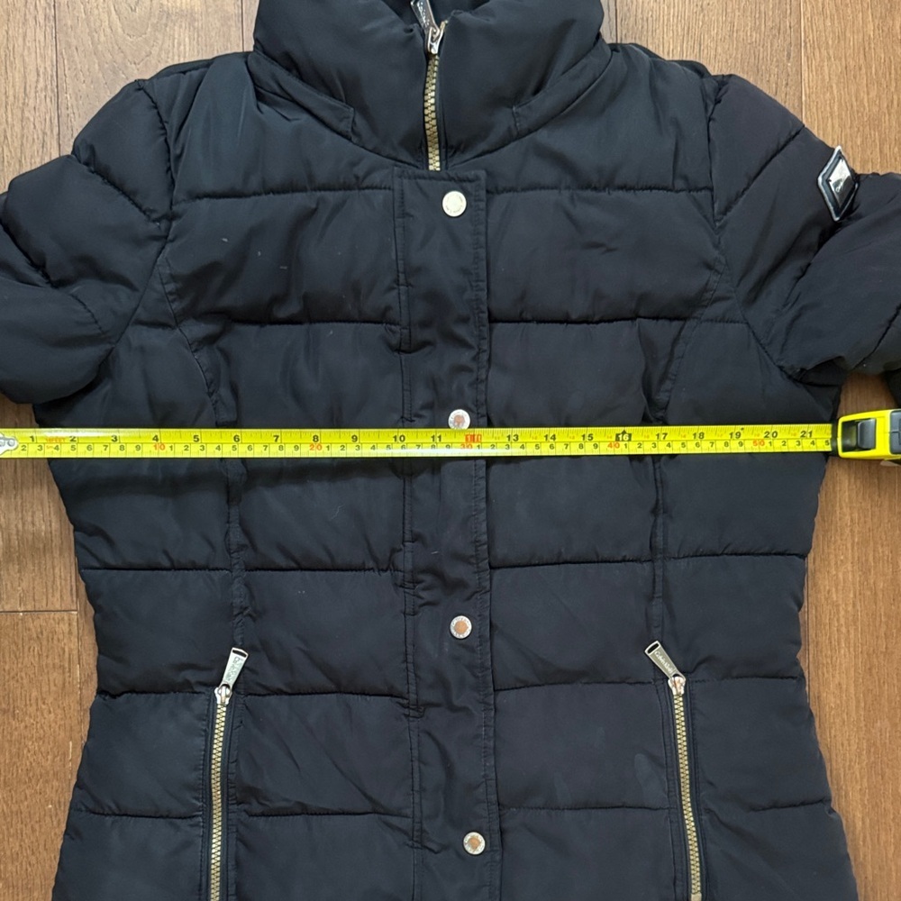 Calvin Klein Black Quilted Long Coat with Zip Pockets - Picture 2 of 9